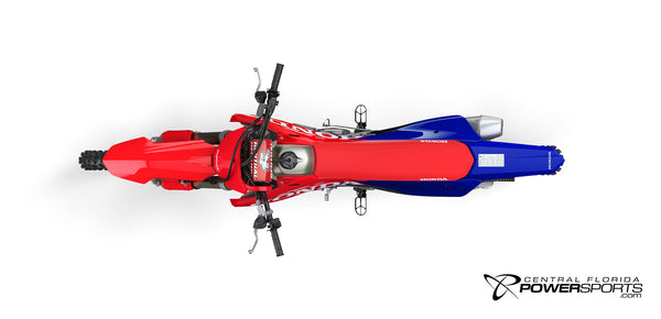 2027 Honda CRF450R in Red, top view.