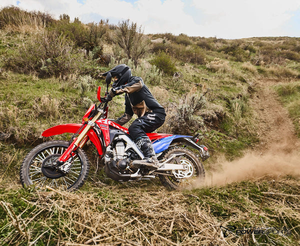 2027 Honda CRF450RL in Red, detail view.