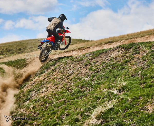 2027 Honda CRF450RL in Red, detail view.