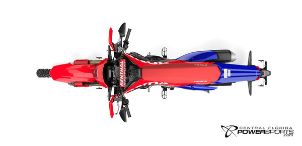 2027 Honda CRF450RL in Red, top view.