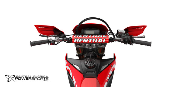 2027 Honda CRF450X in Red, cockpit view.