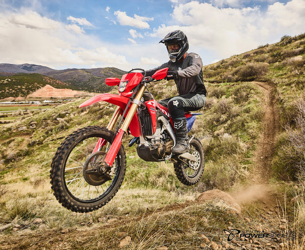 2027 Honda CRF450X in Red, detail view.