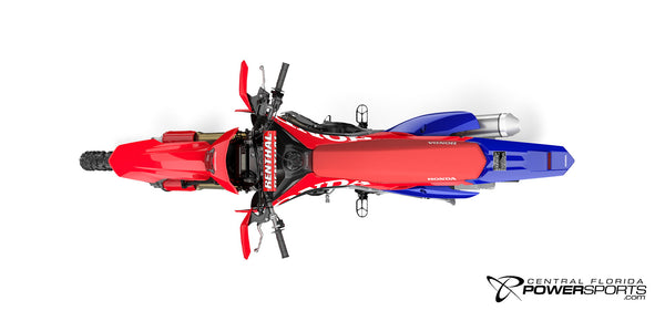 2027 Honda CRF450X in Red, top view.