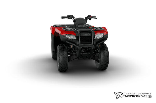 2027 Honda FourTrax Rancher 4x4 Automatic DCT EPS in Hero Red, side view.