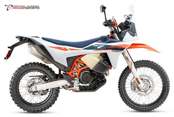 2027 KTM 690 Rally side profile studio photo