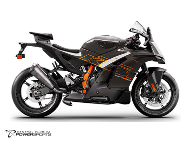 2027 KTM 990 RC R in Black - side profile studio photo, facing right