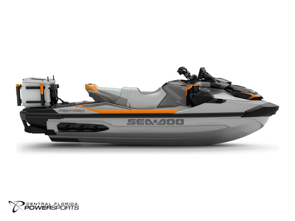 2027 Sea-Doo FishPro Trophy 170 right side profile in Shark Grey & Orange Crush | Central Florida PowerSports Kissimmee