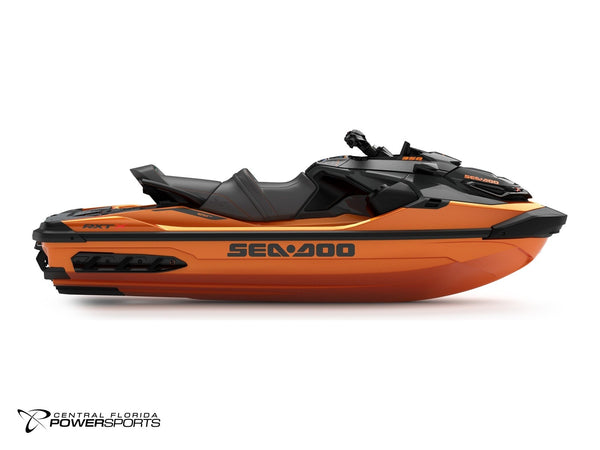 2027 Sea-Doo RXT-X 350 right side profile in Solar Orange Metallic | Central Florida PowerSports Kissimmee