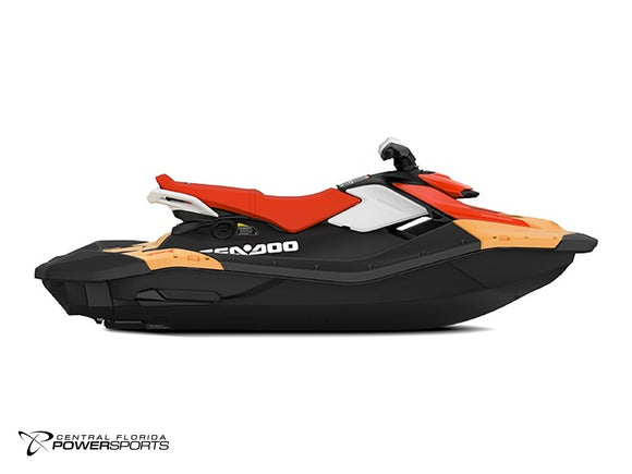 2027 Sea-Doo Spark for 3 right side profile in Sunrise Orange & Dragon Red | Central Florida PowerSports Kissimmee