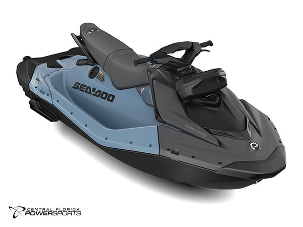 2027 Sea-Doo Spark X for 3 three-quarter front view in Blue Mist & Deep Black | Central Florida PowerSports Kissimmee