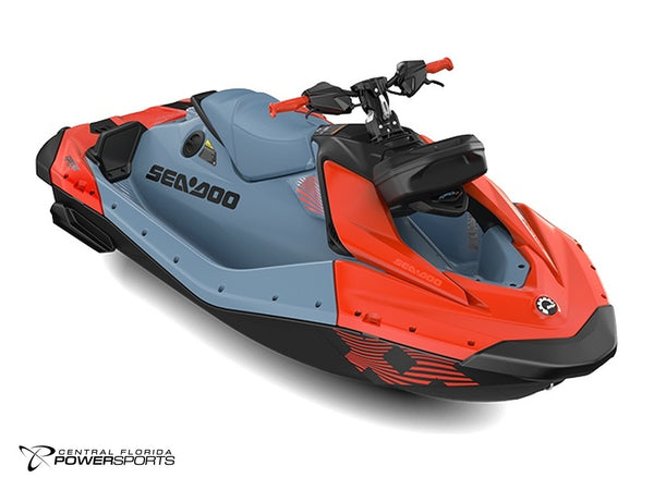 2027 Sea-Doo Spark X Trixx for 1 three-quarter front view in Blue Mist & Coral Blast | Central Florida PowerSports Kissimmee