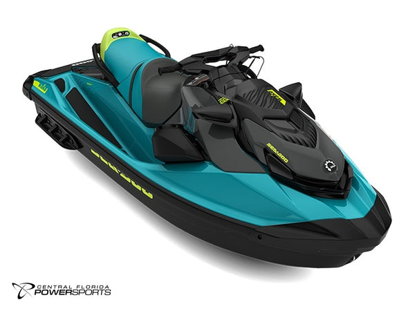 2027 Sea-Doo Wake 170 three-quarter front view in Teal Blue & Manta Green | Central Florida PowerSports Kissimmee