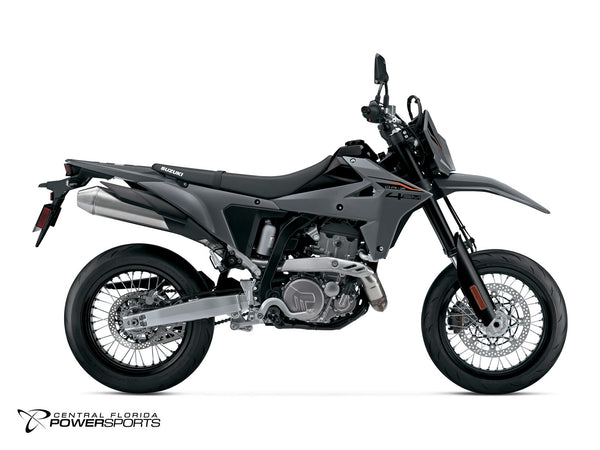 2027 Suzuki DR-Z4SM in Solid Iron Gray - side profile studio photo, facing right
