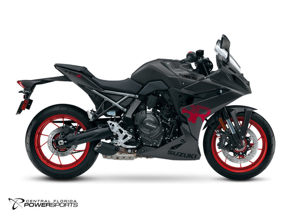 2027 Suzuki GSX-8R in Metallic Matte Black No.2 - side profile studio photo, facing right