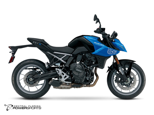 2027 Suzuki GSX-8S in Metallic Triton Blue / Glass Sparkle Black - side profile studio photo, facing right