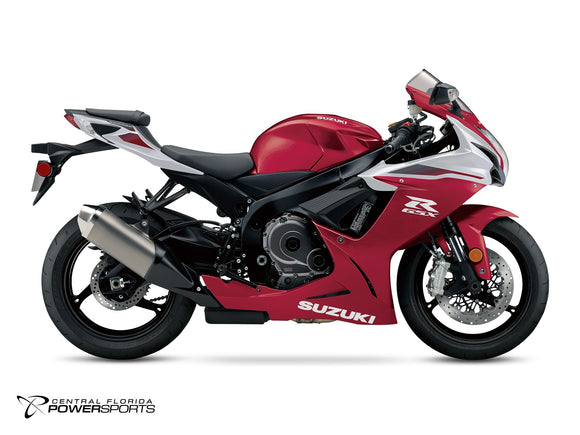 2027 Suzuki GSX-R600 in Candy Daring Red - side profile studio photo, facing right