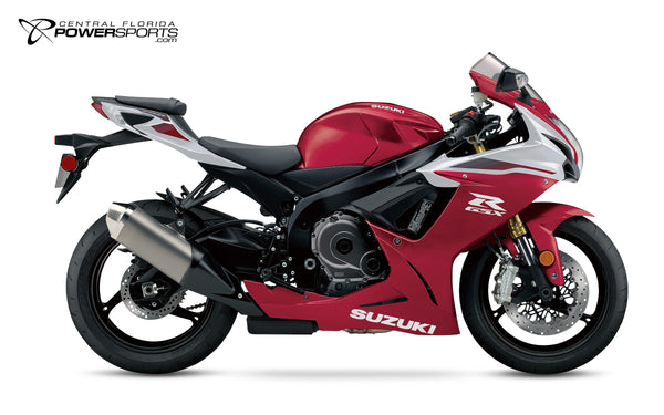 2027 Suzuki GSX-R750 in Candy Daring Red, side view.