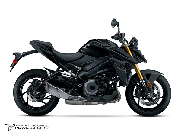 2027 Suzuki GSX-S1000 in Glass Sparkle Black - side profile studio photo, facing right