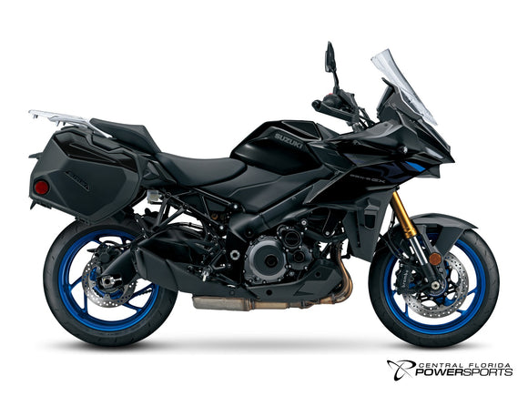 2027 Suzuki GSX-S1000GX+ in Glass Sparkle Black - side profile studio photo, facing right