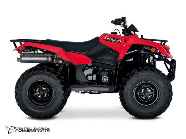 2027 Suzuki KingQuad 400ASi in Flame Red - side profile studio photo, facing right