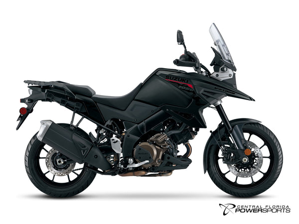 2027 Suzuki V-Strom 1050 in Metallic Matte Black No.2 - side profile studio photo, facing right