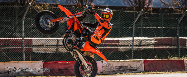 2027 KTM 450 SMR in Orange - riding action