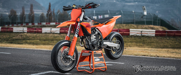 2027 KTM 450 SMR in Orange - riding action